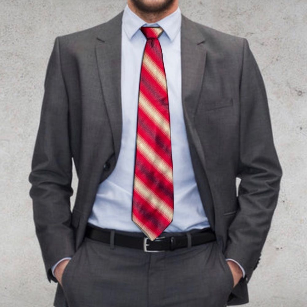 5/$25 Valentino Red Yellow Stripe Necktie